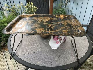 Vintage Large Chinnese Tray / Table With Folding Legs