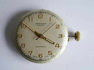 Vintage J.  W.  Benson London Automatic 17 Jewels Swiss Made Mens Watch Movement