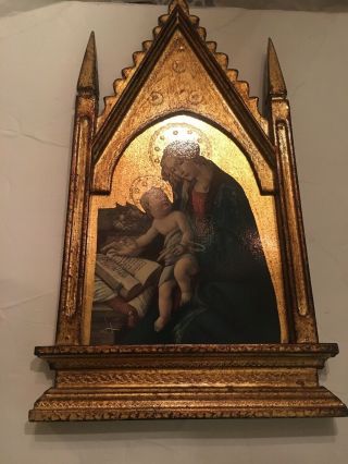 Antique Italian Wooden Madonna & Child Florentine Church Altar Gilded