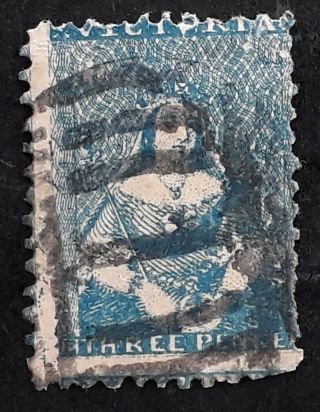 Rare 1859 - Victoria Australia 3d Blue Half Length Stamp Perf 12 By Robinson