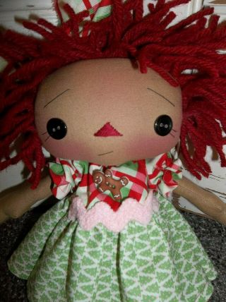 Primitive Folk Art Raggedy Ann Christmas Annie Doll
