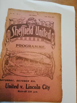 Rare 1917 Sheffield United V Rotherham County