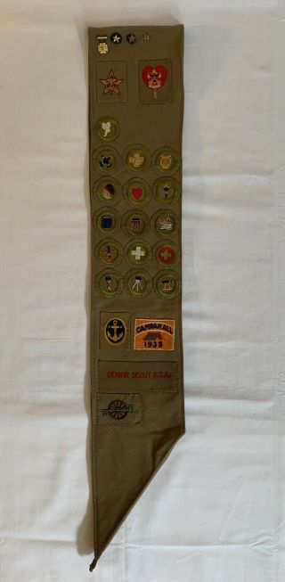 1930 ' s Boy Scout Merit Badge Sash - Type B Badges,  2 Ranks,  Cards & More - RARE 2