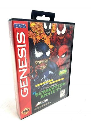 1995 Sega Genesis Separation Anxiety Video Game Marvel Venom Spider Man Rare