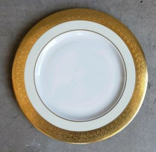 Rare Set Of 6 Theodore Haviland Ny Heavy Gold Encrusted Gramercy Dinner Plates