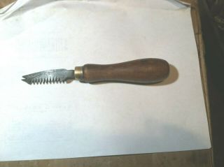 Vintage Antique Rare Steel Brass Ring & Wood Fish Scaler Signed Us Nc