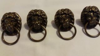 Vintage Style Set Of 4 Brass Lion Head Drawer Pulls.  Chest Of Drawers Handles