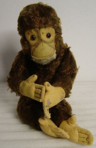 Large Vintage 50s/60s Steiff Mohair Jocko Chimpanzee Monkey Squeaker