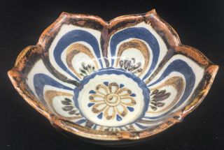 Medium Serving Bowl El Palomar Ken Edwards Mexican Pottery Lotus Rare Lovely 7 "