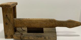 Antique Primitive Hand Made 15 " Wood Tobacco Chopper & Cutter Vintage & Rare