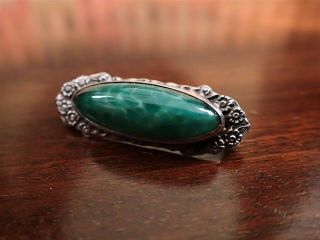 Tiny Antique Arts and Crafts Sterling Silver Brooch Peking Glass circa 1920 3