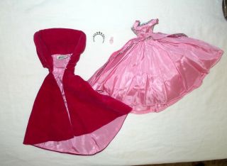 Vintage Mattel Barbie Doll Sophisticated Lady Gown,  Coat And Tiara 993 1963 - 64