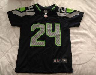 Nike Seattle Seahawks 24 Lynch Springs Rare Throwback Football Youth Small