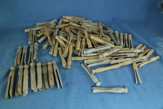 105 Rustic Antique Round Wooden Clothespins Craft Item Natural Weathered Finish