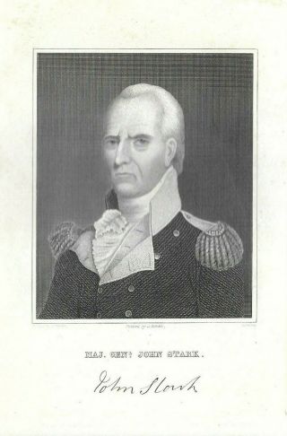 Rare Print Ca1835 Of General John Stark Hampshire Revolutionary War