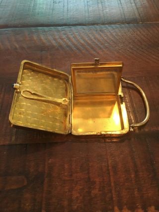 F&B,  Foster and Bailey Miniaudiere,  Vintage,  Purse,  coin holder,  blue cabochon 3