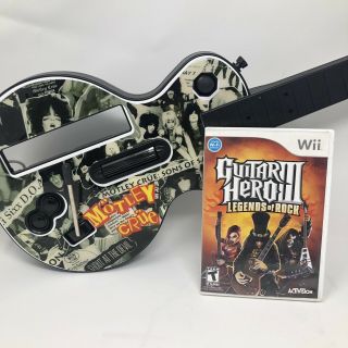 Motley Crue Guitar Hero Wii Gibson Controller W/ Game Rare Bundle Nintendo