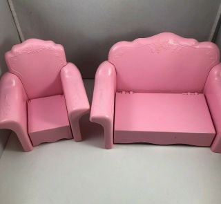 1987 Sweet Roses Barbie Sofa Bed & Chair Lounger Doll Furniture w Rare Cushions 2