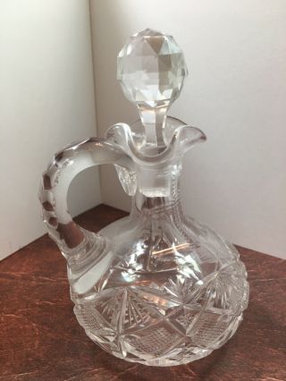 Gorgeous Vintage Brilliant Hand Cut Glass Crystal Oil/vinegar Cruet
