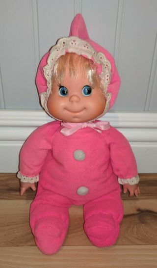 Vintage Mattel 1970 Baby Beans Bitty Doll Pink,  Two Pom Poms,  Pink Feet