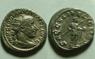 Gordian Spear N Globe 242ad Antoninianus Rare Ancient Roman Silver Coin