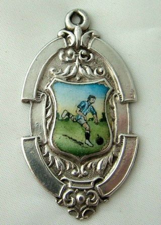 Sterling Silver & Enamel Football Medal Fob 1921 North West League