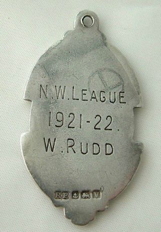 Sterling Silver & ENAMEL FOOTBALL MEDAL FOB 1921 NORTH WEST LEAGUE 3