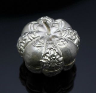 Cambodian Khmer Silver Plated Pumpkin Trinket Box (handcrafted)