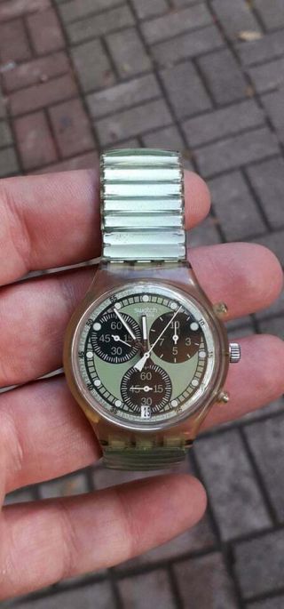 Vintage Swatch Chronograph Green Dial 9003 Watch