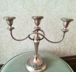 Antique Silver Plated Triple Candelabra Made In England Table Centerpiece