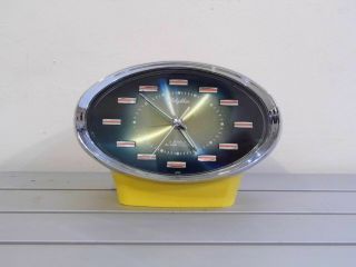 Vintage Rhythm 51143 Rare Yellow Color Space Age Alarm Clock Japan