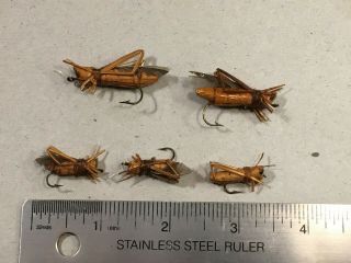 5 Vintage,  Antique Paler Grasshoppers Fly Bait Lures - - -