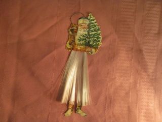 Antique German Die Cut Paper And Spun Glass Santa Ornament 3 Avail Is For 1