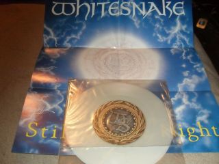 Whitesnake Still Of The Night Rare 7 " Uk Single White Vinyl Record With Poster.