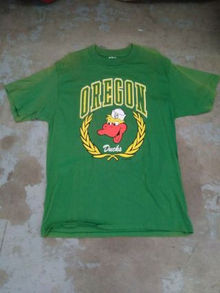 Rare Vtg Oregon University Ducks T - Shirt L Men Ncaa 80s 1988