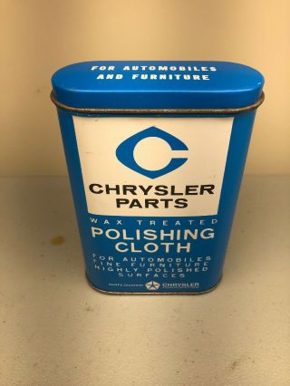 Rare Vintage Chrysler Parts Auto Wax Treated Polishing Dust Cloth Tin Gas Oil