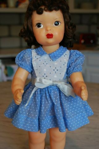 Vintage Terri Lee Doll Clothing - Terri Lee Party/sunday Blue Dotted Swiss Dress