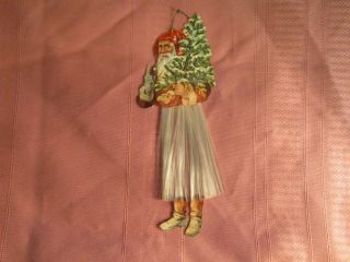 ANTIQUE GERMAN DIE CUT PAPER AND SPUN GLASS SANTA ORNAMENT 2 AVAIL IS FOR 1 2