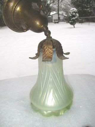 Antique Sconce Flower Glass Light Shade Aurene Vaseline Steuben Quezal Loetz ??