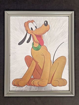 Rare Authentic Vintage Disney Pluto Dog Foil Art Framed Picture