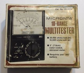 Vintage Micronta 18 Range Multitester Cat No.  22 - 201u Ac/dc