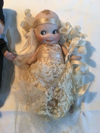 Vintage Porcelain Bride & Groom Kewpie Doll Cake Topper 2