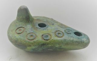 Rare Ancient Roman Bronze Oil Lamp With Decoration Circa 200 - 300ad