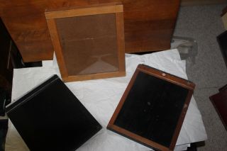 3 Photographic Wood Antique Contact Print Frames Graflex 8 X 10