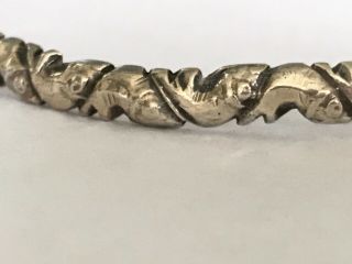 Antique Vintage Silver Fish Bangle Bracelet.  Width 3/16”. .