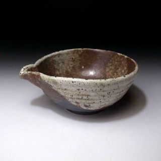 Hl14: Vintage Japanese Pottery Bowl With Spout,  Katakuchi,  Seto Ware