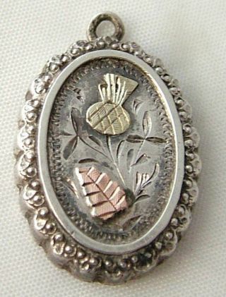 Antique Victorian 1882 Sterling Silver With Yellow & Rose Gold Pendant H/mkd