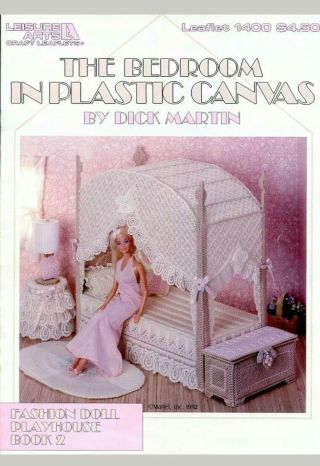 The Bedroom For Barbie Doll By Dick Martin Plastic Canvas Pattern Htf Rare