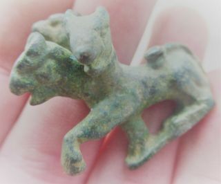 Very Rare Ancient Roman Bronze Figurine,  3 Headed Beast,  Very Interesting