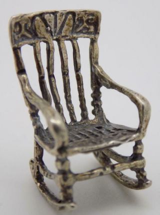 Vintage Solid Silver Italian Made Dollhouse Rocking Chair Miniature Hallmarked